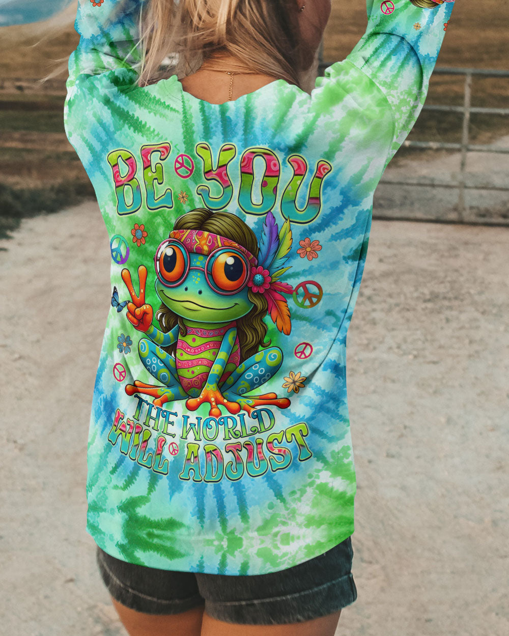 BE YOU THE WORLD WILL ADJUST FROG TIE DYE ALL OVER PRINT - TYQY1508244