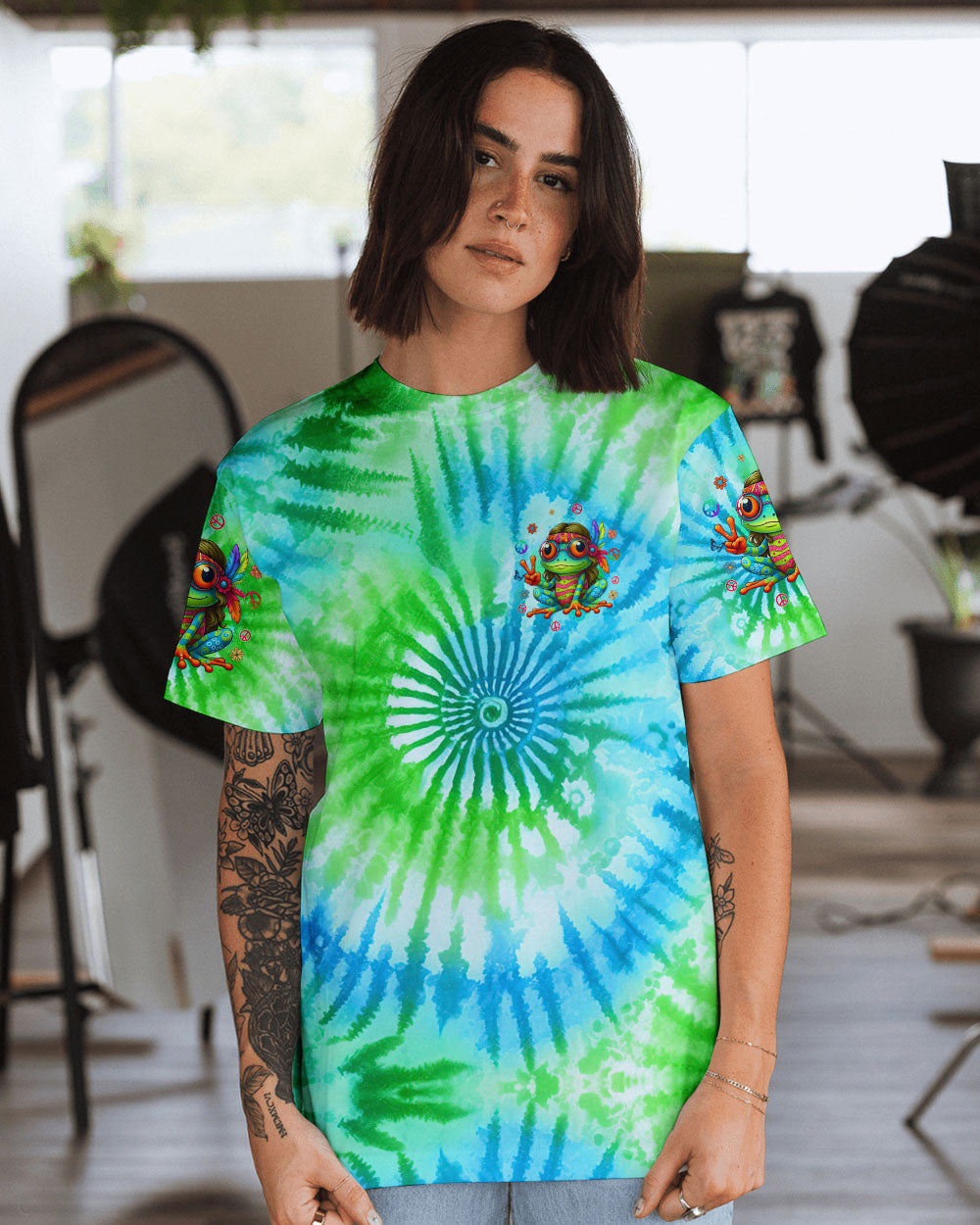 BE YOU THE WORLD WILL ADJUST FROG TIE DYE ALL OVER PRINT - TYQY1508244