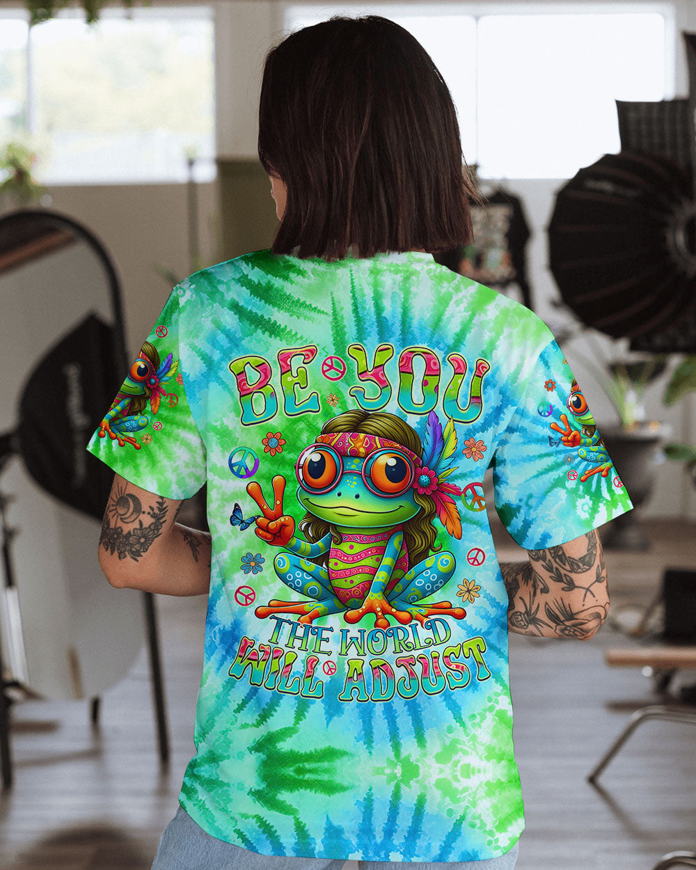 BE YOU THE WORLD WILL ADJUST FROG TIE DYE ALL OVER PRINT - TYQY1508244