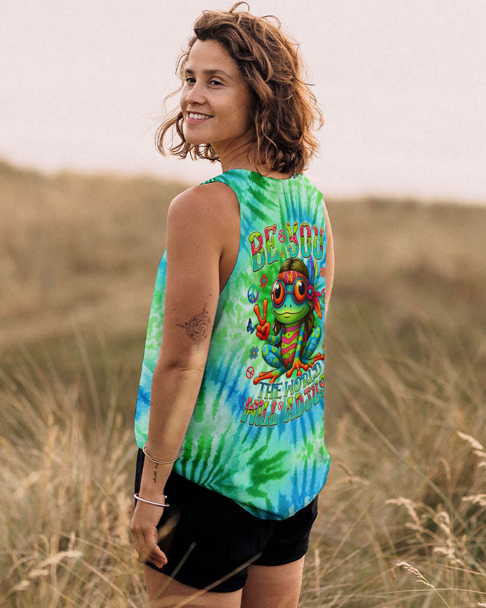 BE YOU THE WORLD WILL ADJUST FROG TIE DYE ALL OVER PRINT - TYQY1508244