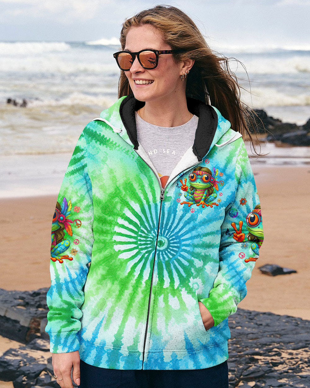 BE YOU THE WORLD WILL ADJUST FROG TIE DYE ALL OVER PRINT - TYQY1508244