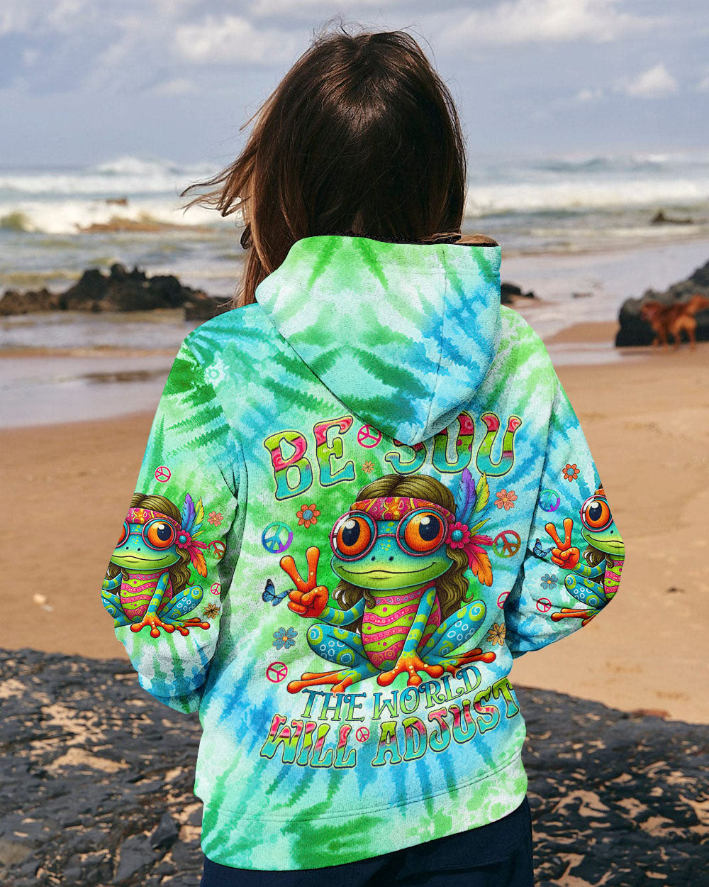 BE YOU THE WORLD WILL ADJUST FROG TIE DYE ALL OVER PRINT - TYQY1508244