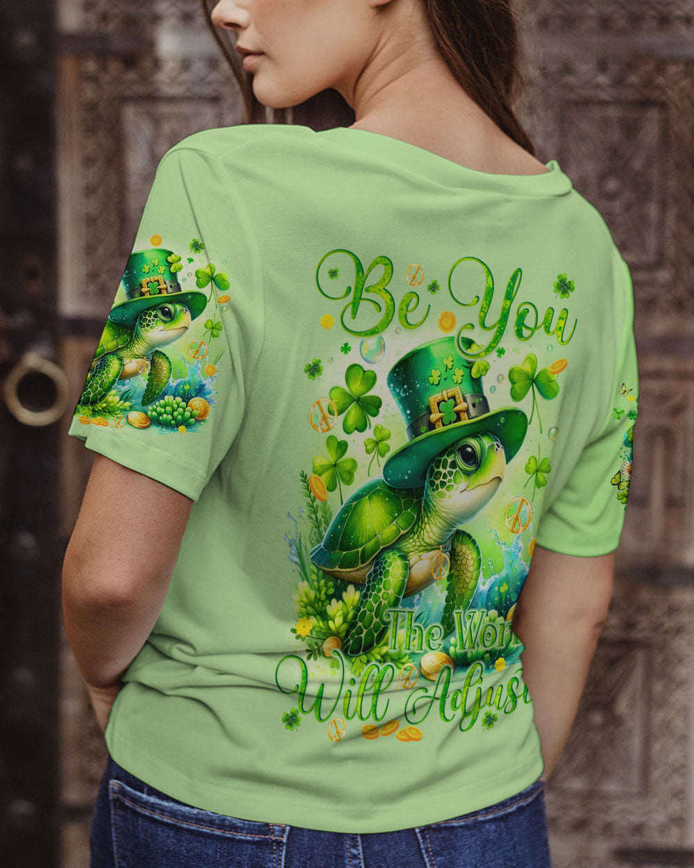 BE YOU THE WORLD WILL ADJUST TURTLE PATRICK'S DAY ALL OVER PRINT - TYQY1601243
