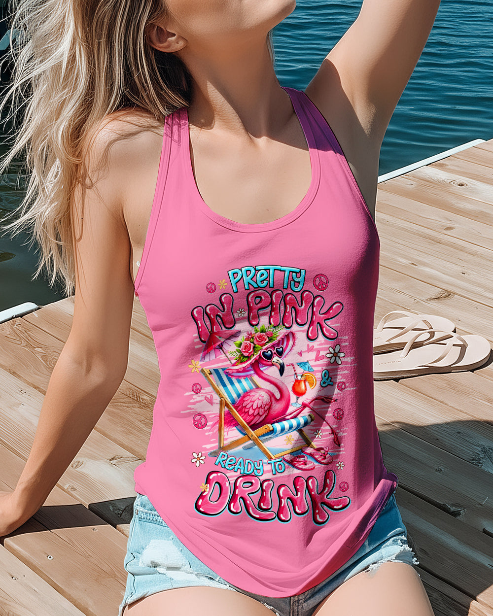 PRETTY IN PINK FLAMINGO ALL OVER PRINT - TYQY1601262