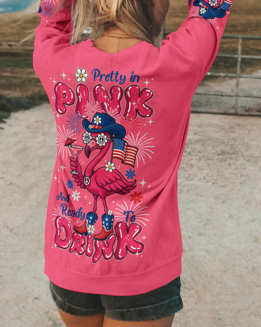 PRETTY IN PINK FLAMINGO COWBOY ALL OVER PRINT - TYQY1605253