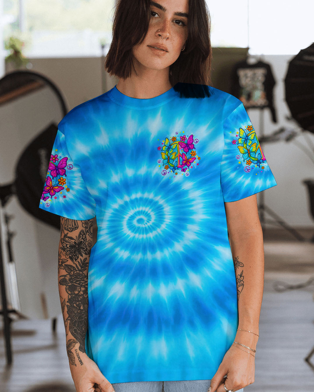 IMAGINE ALL THE PEOPLE LIVING LIFE IN PEACE BUTTERFLY TIE DYE ALL OVER PRINT - TYQY1704254