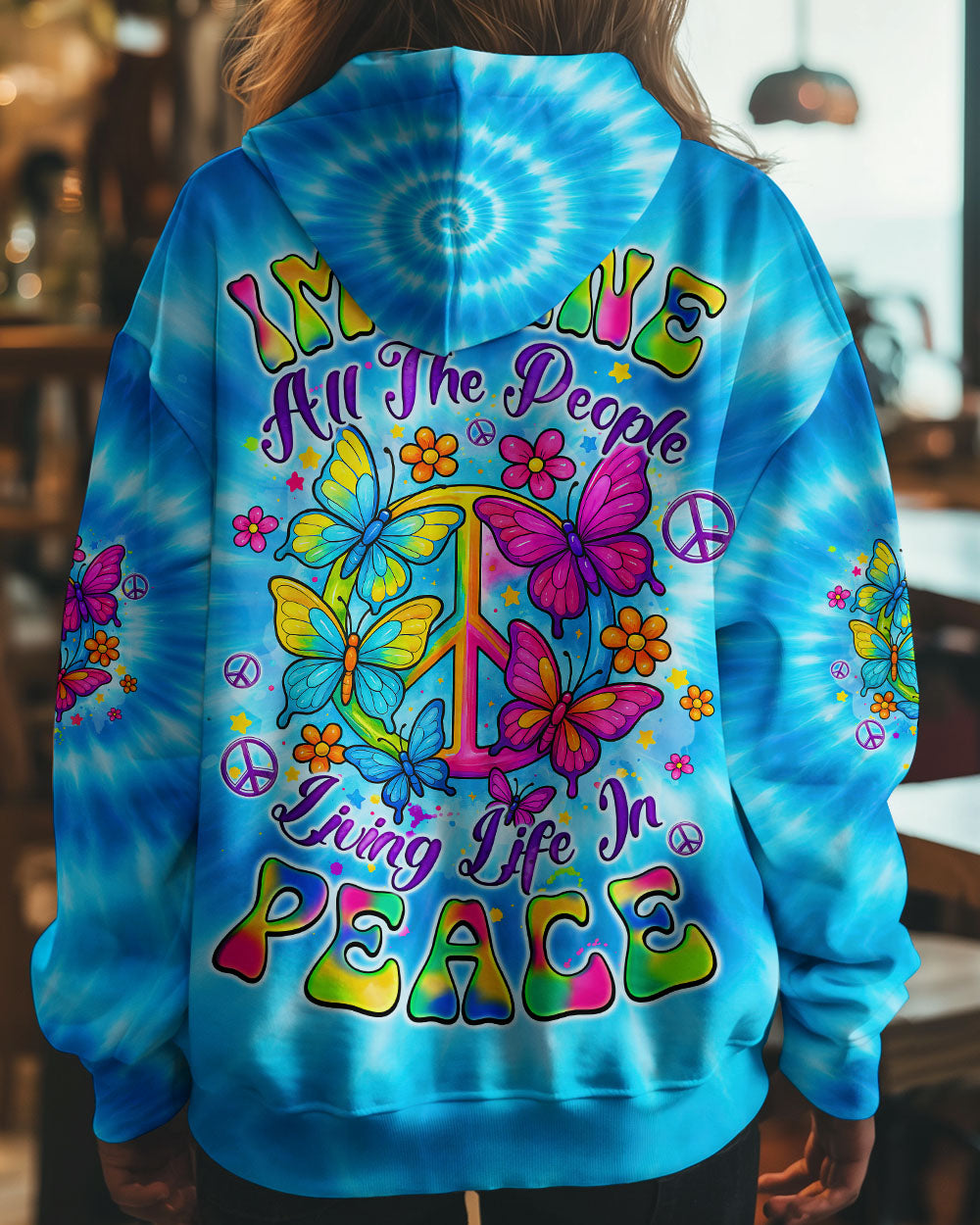 IMAGINE ALL THE PEOPLE LIVING LIFE IN PEACE BUTTERFLY TIE DYE ALL OVER PRINT - TYQY1704254