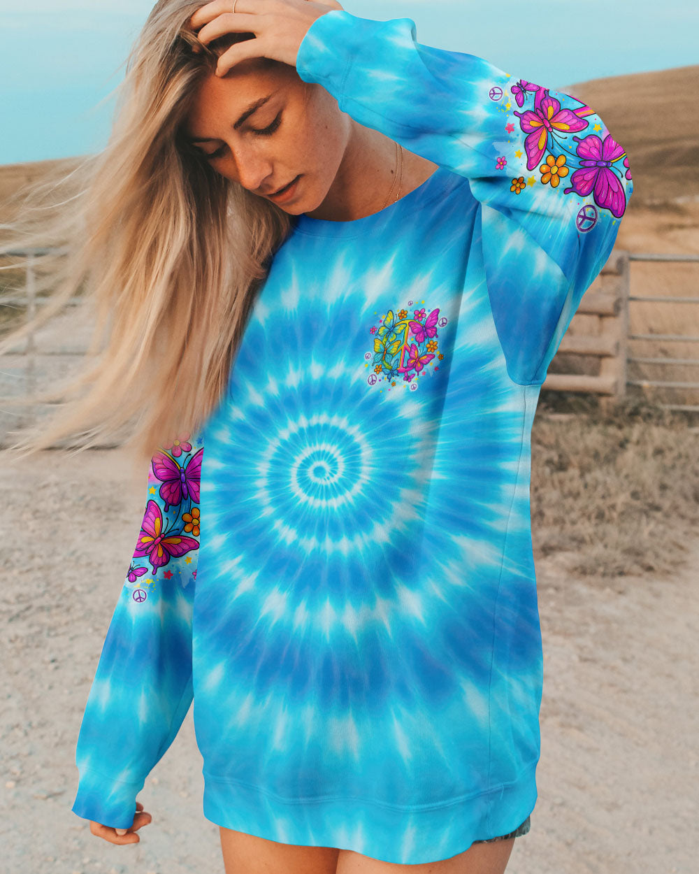 IMAGINE ALL THE PEOPLE LIVING LIFE IN PEACE BUTTERFLY TIE DYE ALL OVER PRINT - TYQY1704254