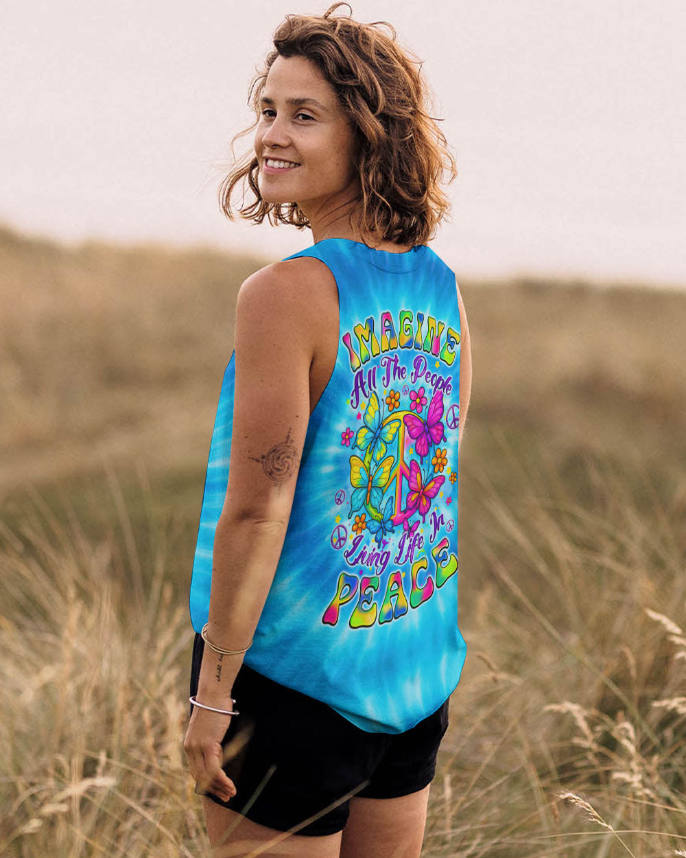 IMAGINE ALL THE PEOPLE LIVING LIFE IN PEACE BUTTERFLY TIE DYE ALL OVER PRINT - TYQY1704254