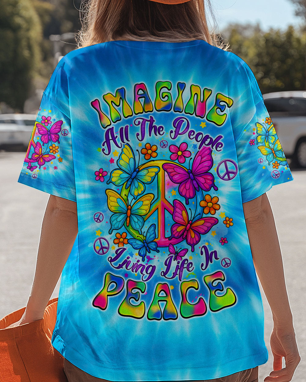 IMAGINE ALL THE PEOPLE LIVING LIFE IN PEACE BUTTERFLY TIE DYE ALL OVER PRINT - TYQY1704254