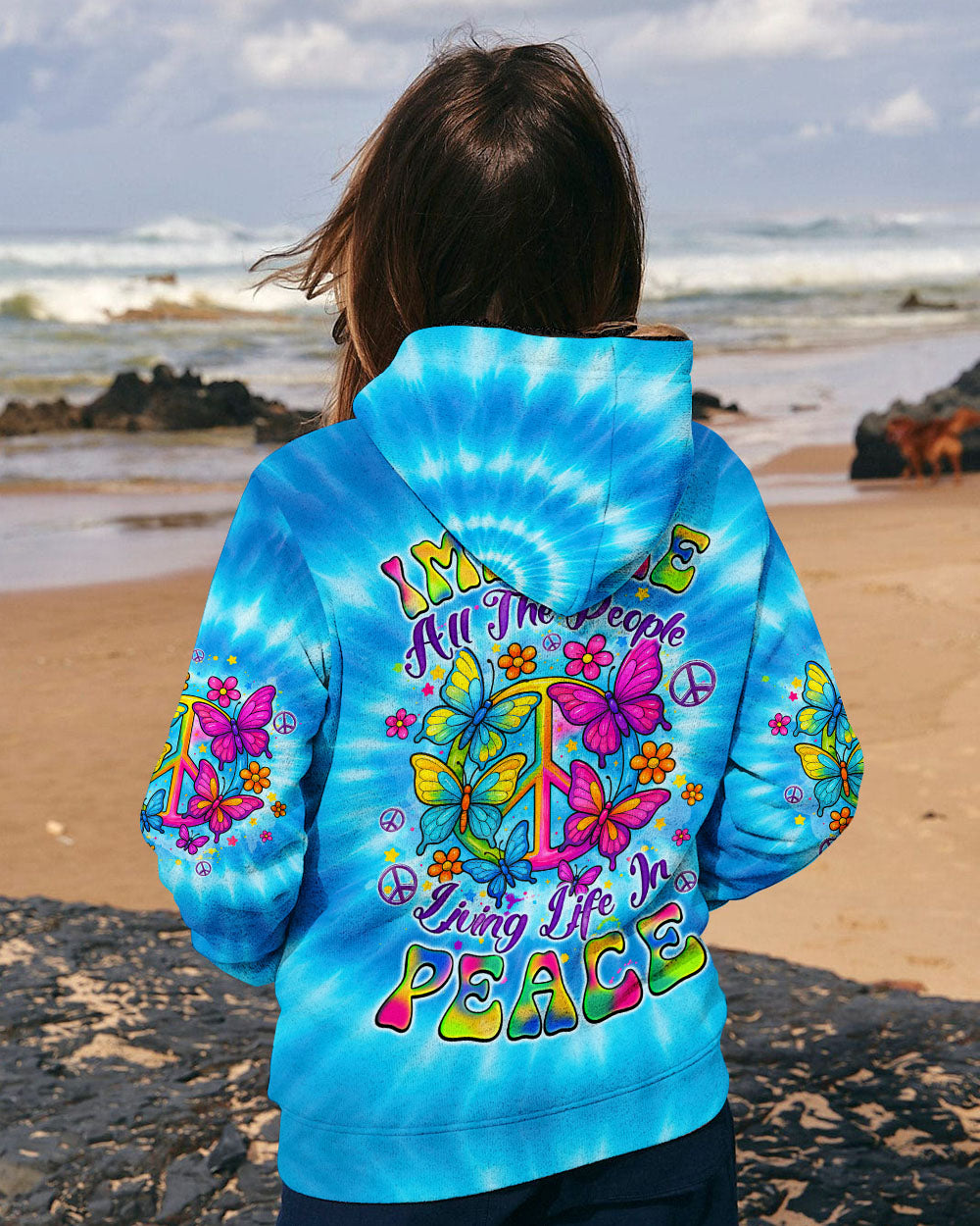 IMAGINE ALL THE PEOPLE LIVING LIFE IN PEACE BUTTERFLY TIE DYE ALL OVER PRINT - TYQY1704254