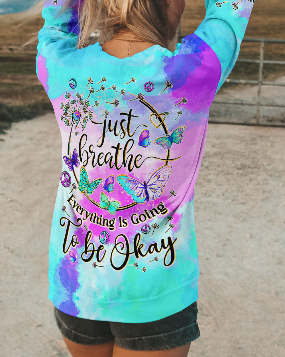 JUST BREATHE BUTTERFLIES ALL OVER PRINT - TYQY1707244