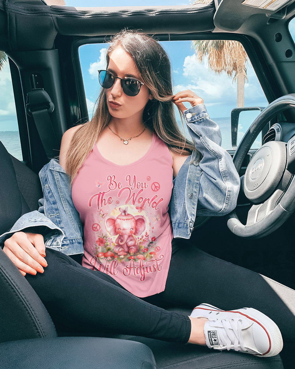 BE YOU THE WORLD WILL ADJUST ELAPHANT ALL OVER PRINT - TYQY1903241