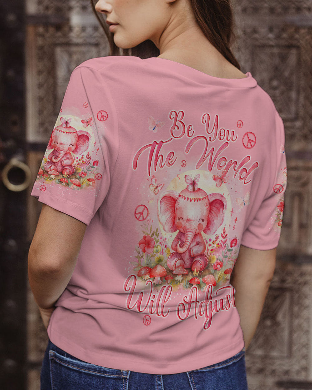 BE YOU THE WORLD WILL ADJUST ELAPHANT ALL OVER PRINT - TYQY1903241