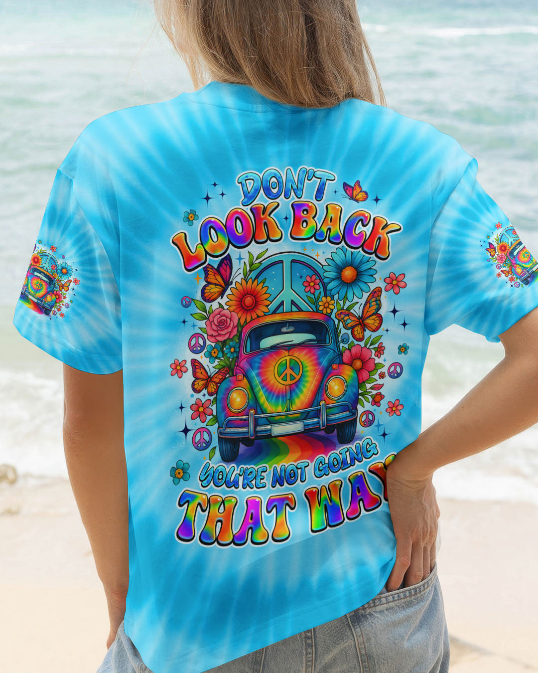 DON'T LOOK BACK HIPPIE CAR TIE DYE ALL OVER PRINT - TYQY1908253