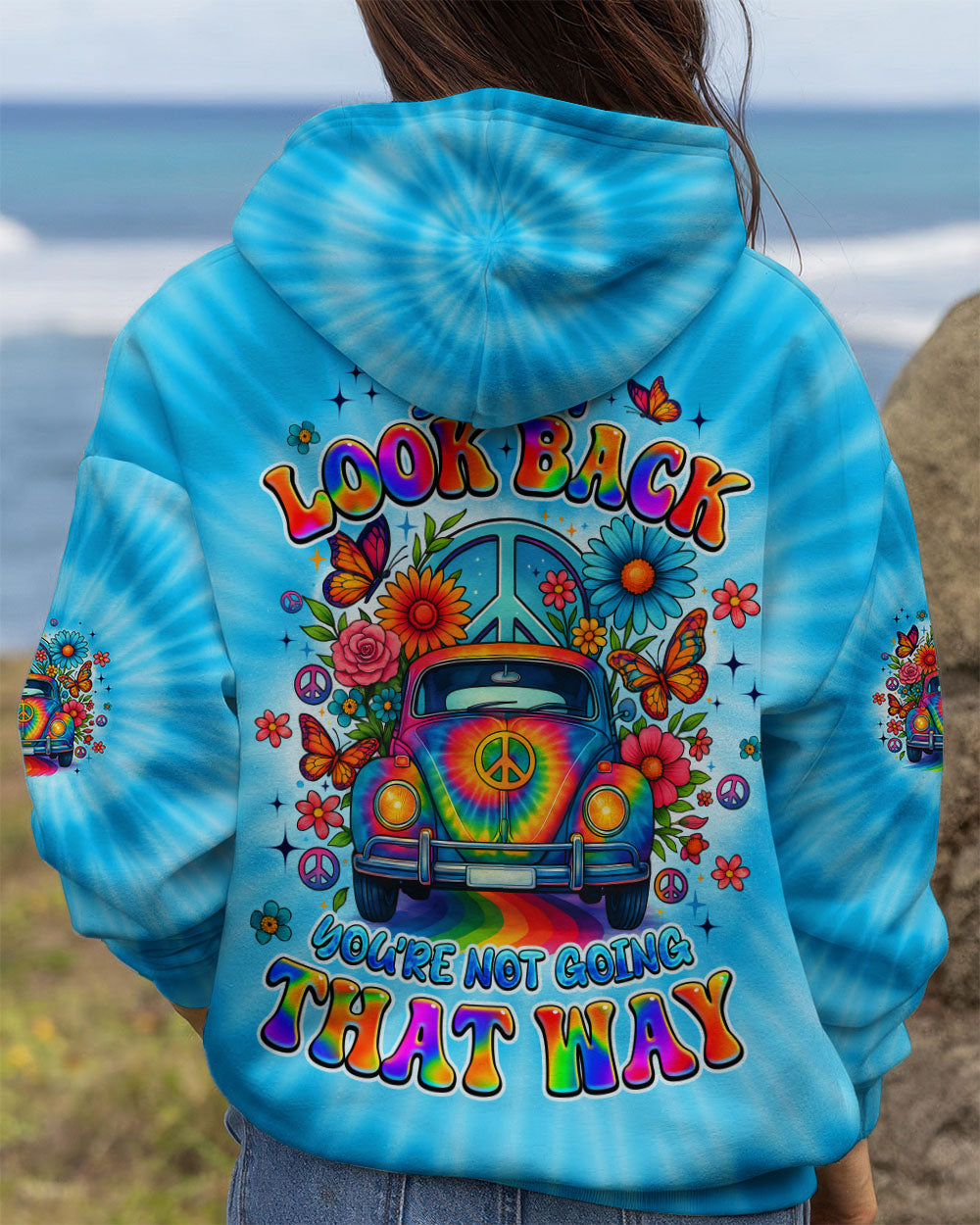 DON'T LOOK BACK HIPPIE CAR TIE DYE ALL OVER PRINT - TYQY1908253