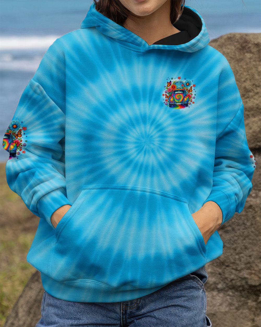 DON'T LOOK BACK HIPPIE CAR TIE DYE ALL OVER PRINT - TYQY1908253