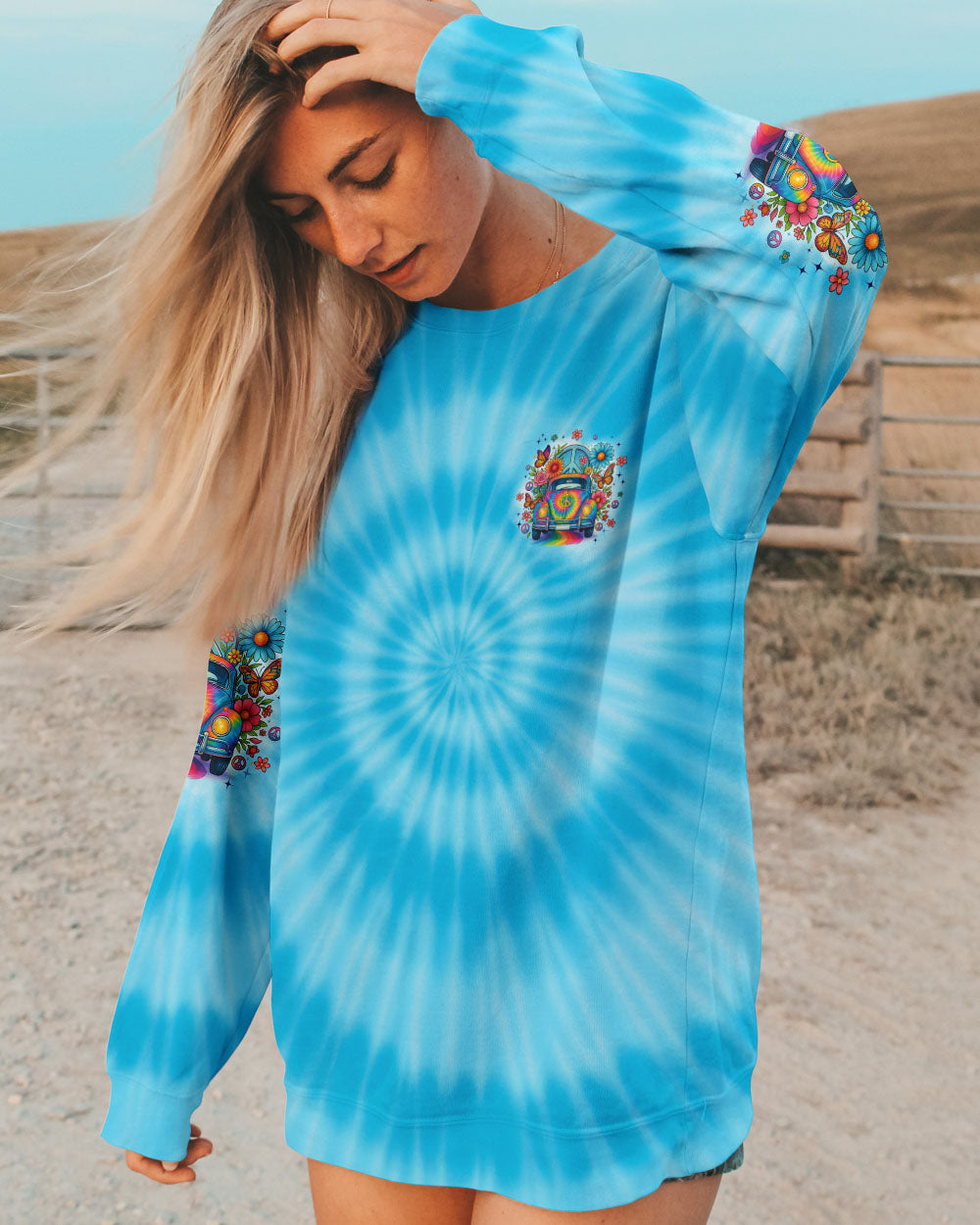 DON'T LOOK BACK HIPPIE CAR TIE DYE ALL OVER PRINT - TYQY1908253