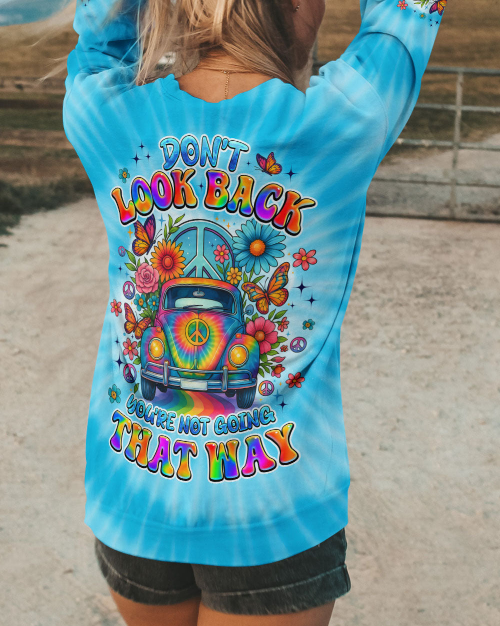 DON'T LOOK BACK HIPPIE CAR TIE DYE ALL OVER PRINT - TYQY1908253