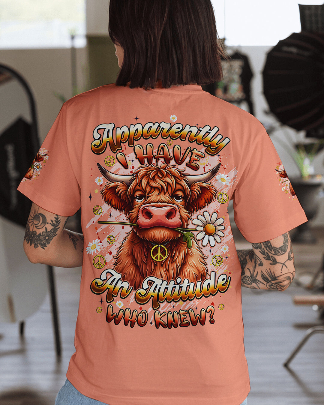 APPARENTLY I HAVE AN ATTITUDE WHO KNEW COW ALL OVER PRINT - TYQY1912251
