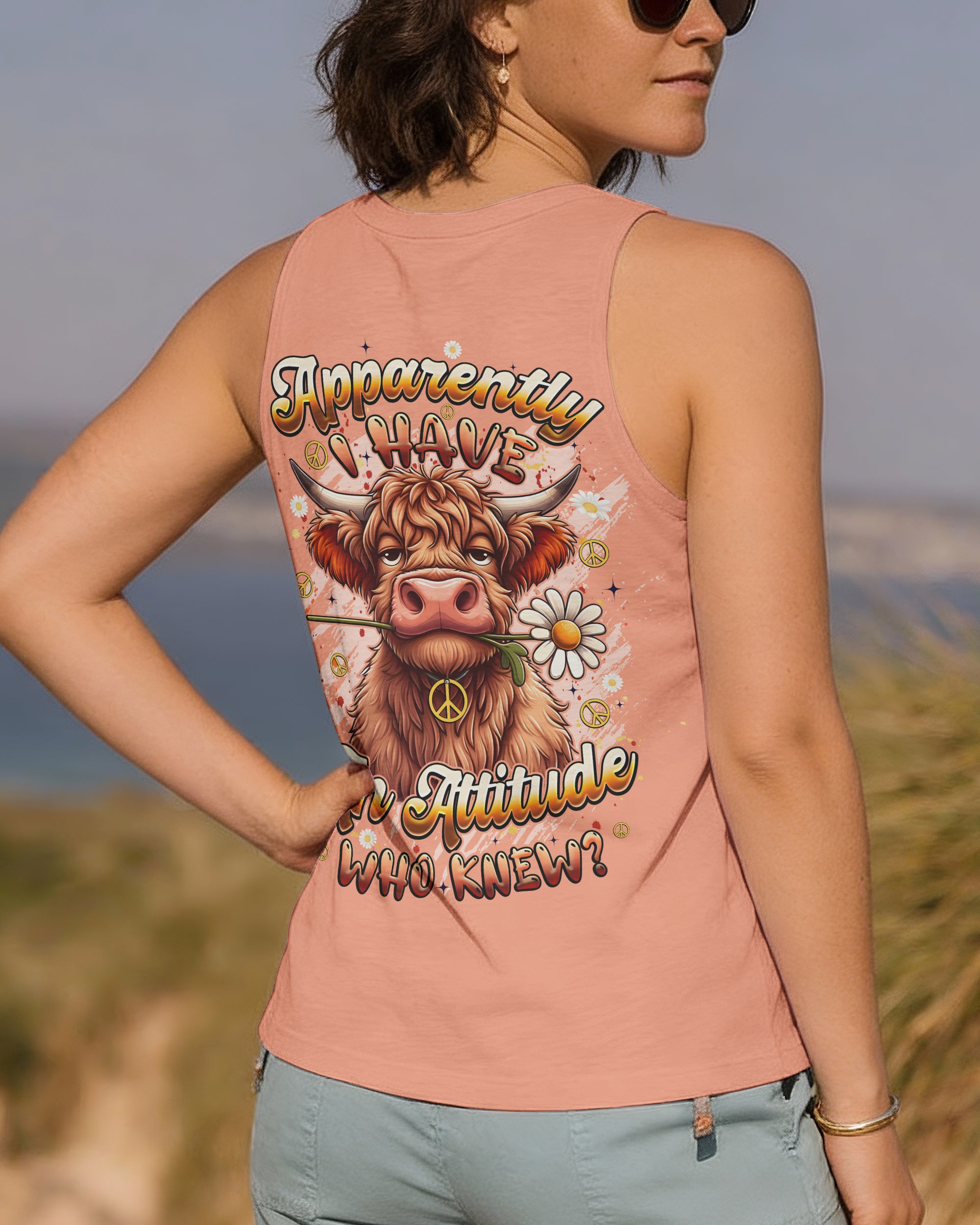 APPARENTLY I HAVE AN ATTITUDE WHO KNEW COW ALL OVER PRINT - TYQY1912251