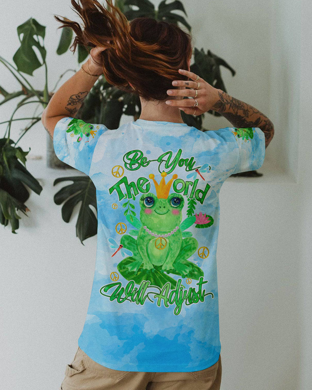 BE YOU THE WORLD WILL ADJUST FROG ALL OVER PRINT - TYQY2103244