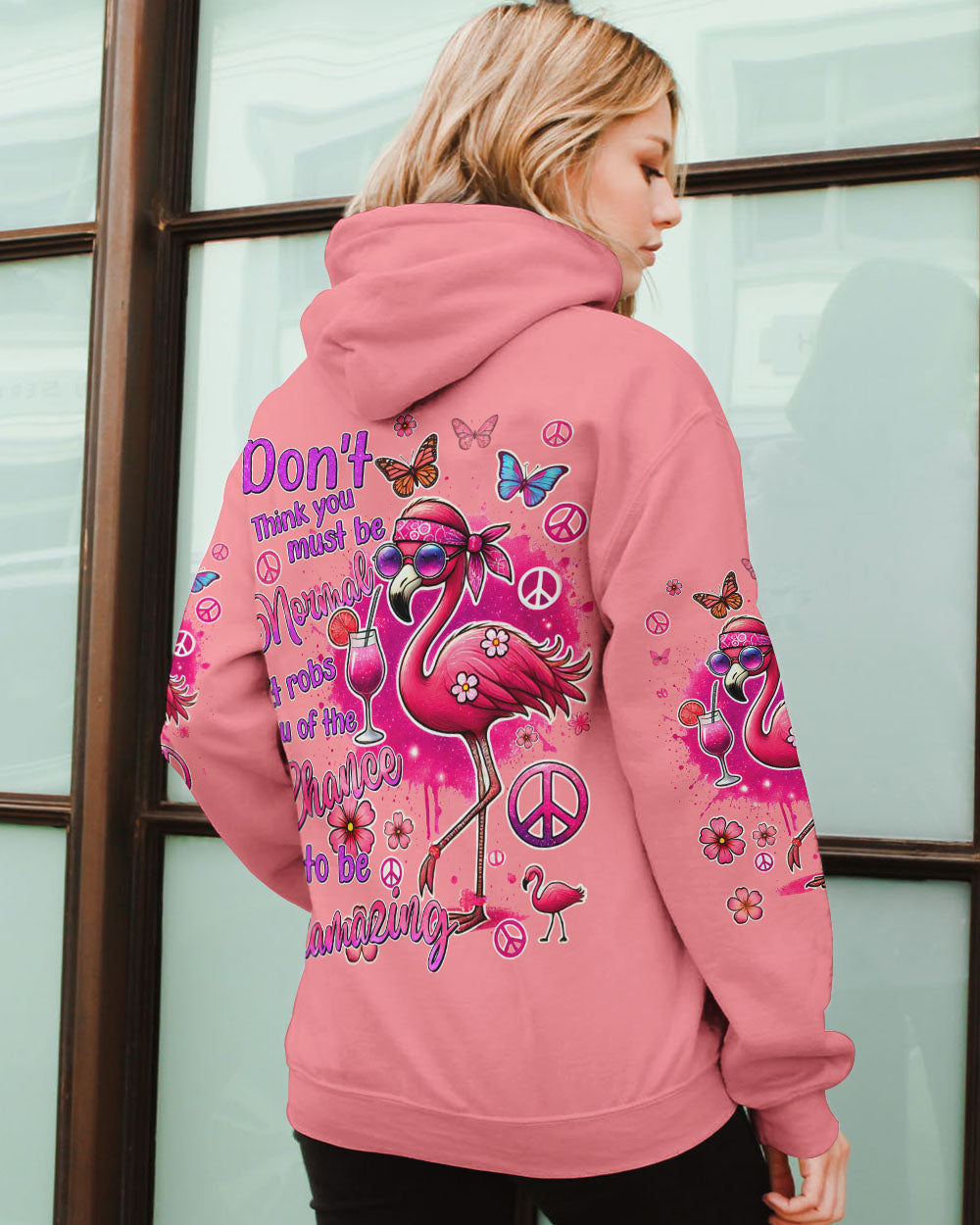 DON'T THINK YOU MUST BE NORMAL FLAMINGO ALL OVER PRINT - TYQY2106246