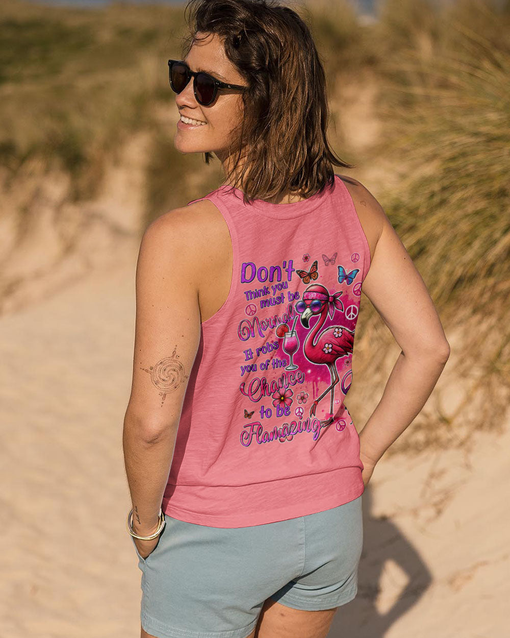 DON'T THINK YOU MUST BE NORMAL FLAMINGO ALL OVER PRINT - TYQY2106246