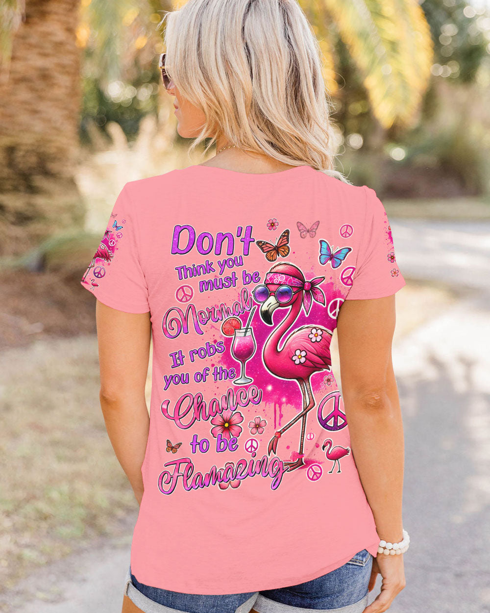 DON'T THINK YOU MUST BE NORMAL FLAMINGO ALL OVER PRINT - TYQY2106246
