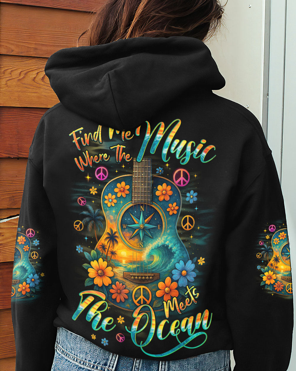 FIND ME WHERE THE MUSIC MEETS THE OCEAN GUITAR ALL OVER PRINT - TYQY2204251