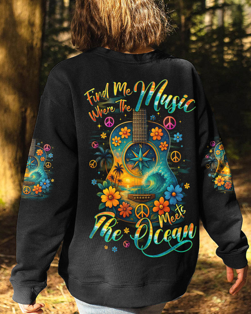 FIND ME WHERE THE MUSIC MEETS THE OCEAN GUITAR ALL OVER PRINT - TYQY2204251