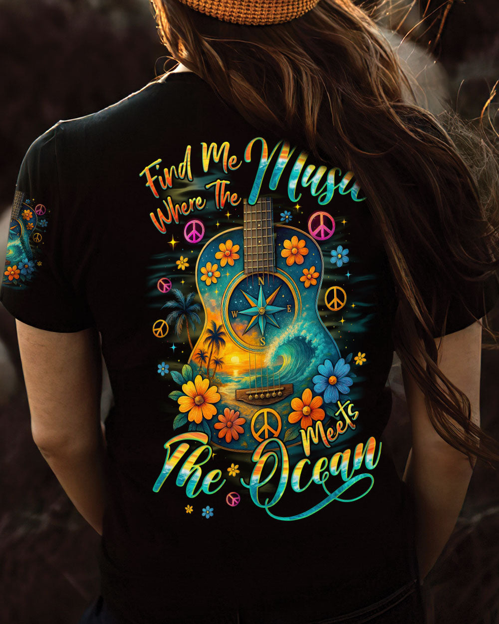 FIND ME WHERE THE MUSIC MEETS THE OCEAN GUITAR ALL OVER PRINT - TYQY2204251