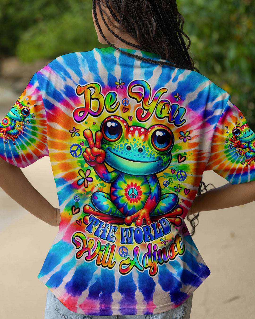 BE YOU THE WORLD WILL ADJUST FROG TIE DYE ALL OVER PRINT - TYQY2204254