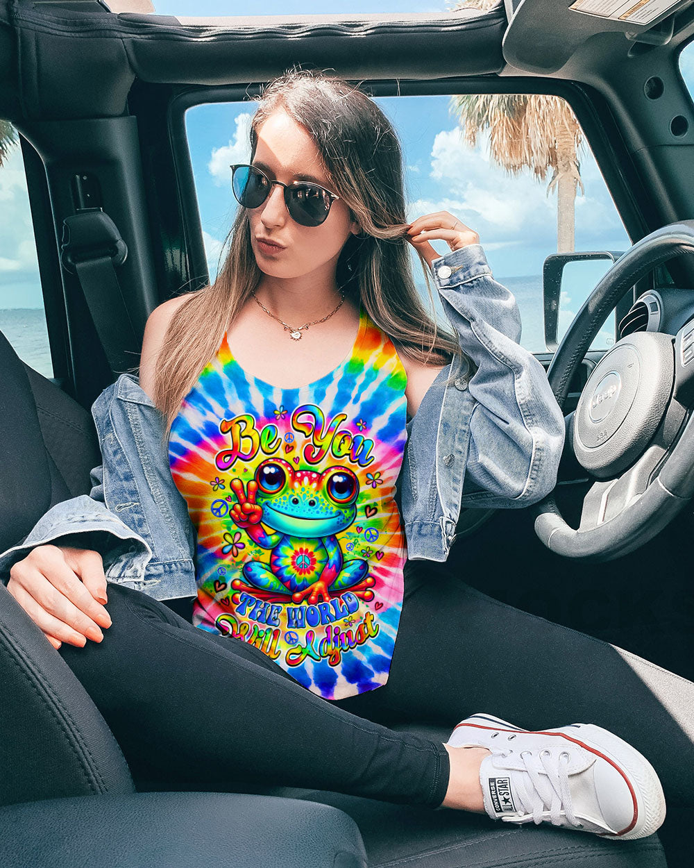 BE YOU THE WORLD WILL ADJUST FROG TIE DYE ALL OVER PRINT - TYQY2204254