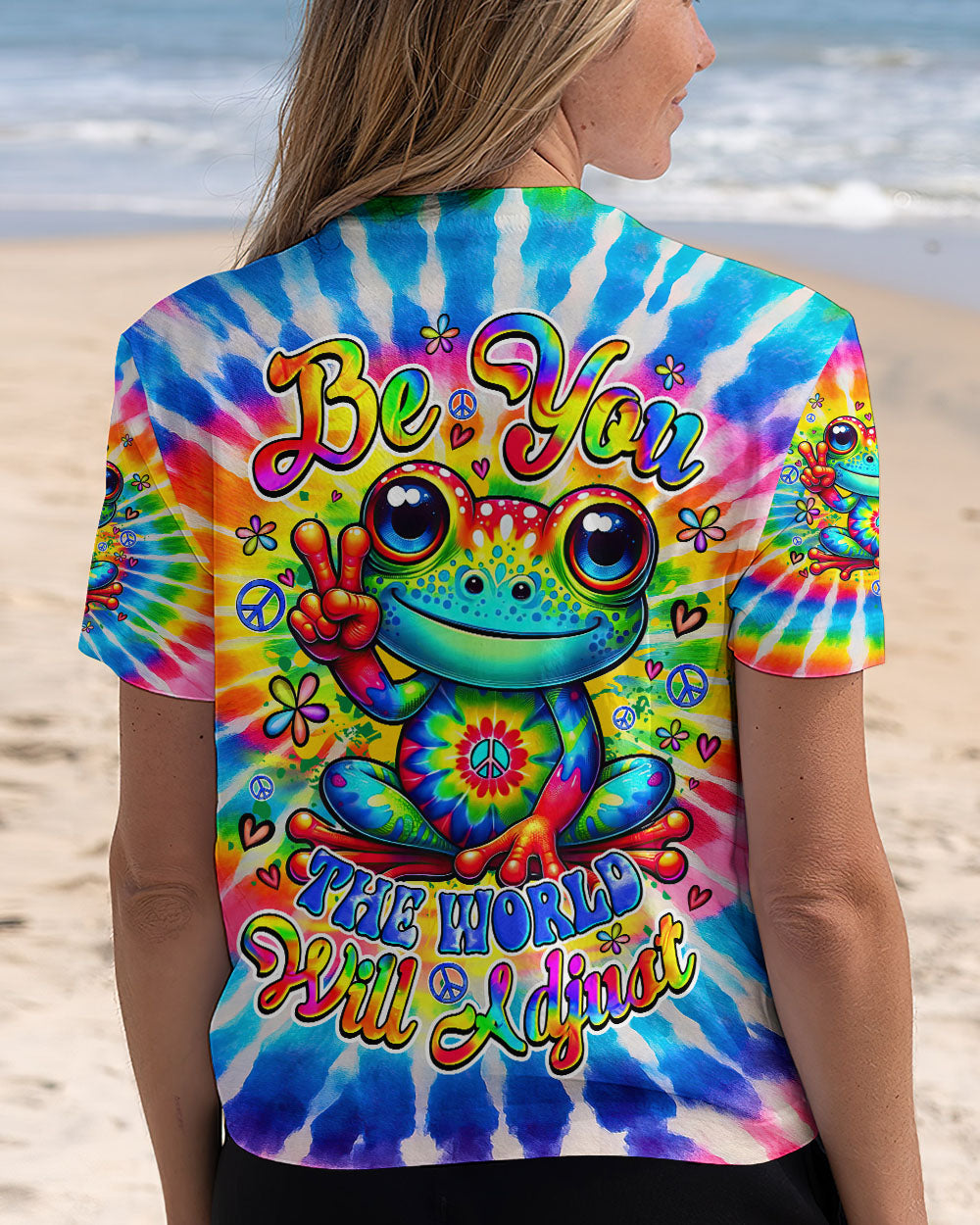 BE YOU THE WORLD WILL ADJUST FROG TIE DYE ALL OVER PRINT - TYQY2204254