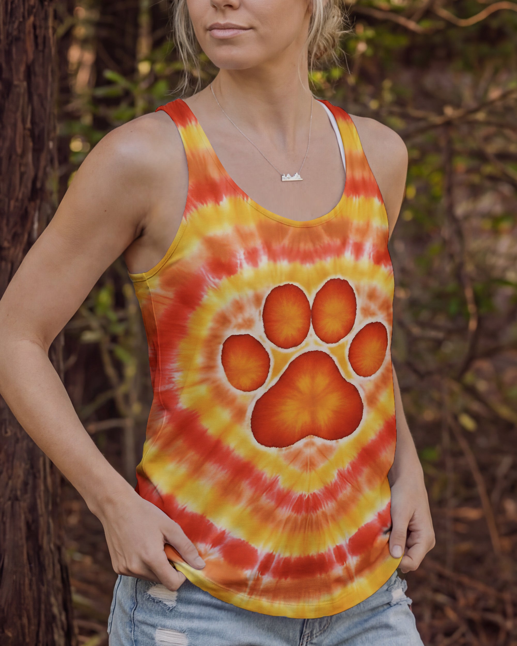 PAW PRINT ORANGE YELLOW ALL OVER PRINT - TYQY2212252