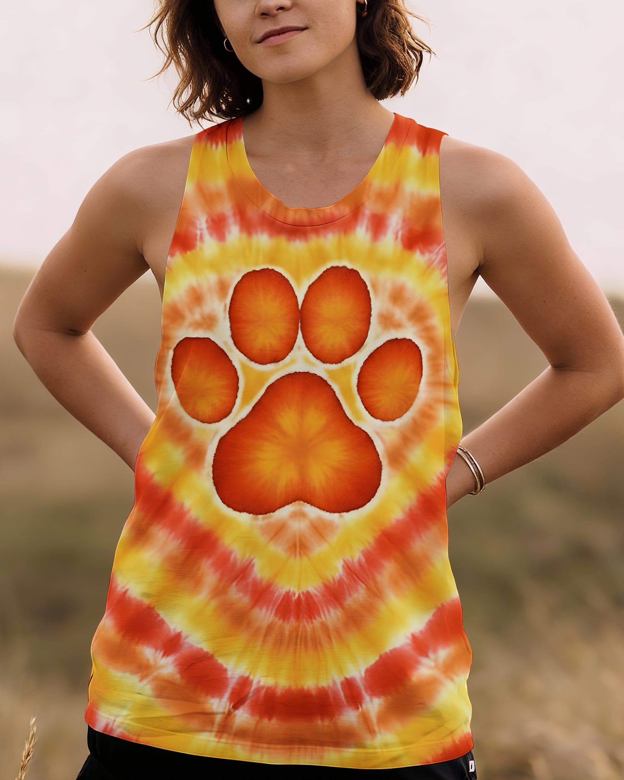 PAW PRINT ORANGE YELLOW ALL OVER PRINT - TYQY2212252