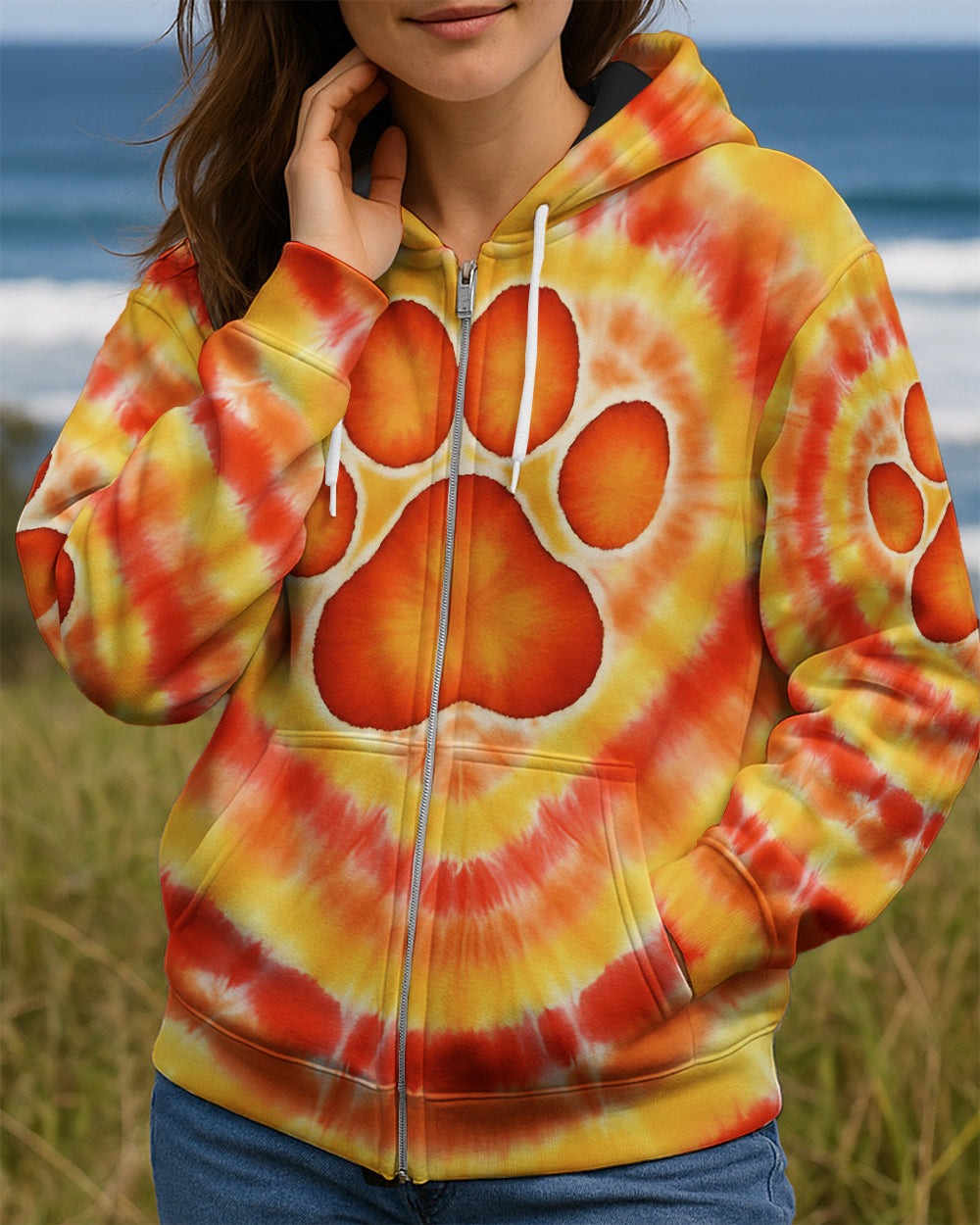 PAW PRINT ORANGE YELLOW ALL OVER PRINT - TYQY2212252