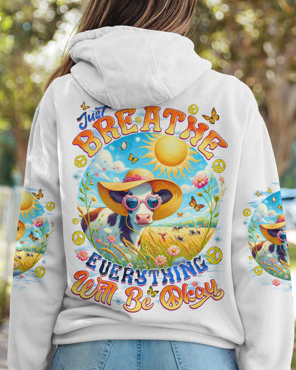 JUST BREATHE SPRING COW ALL OVER PRINT - TYQY2309241