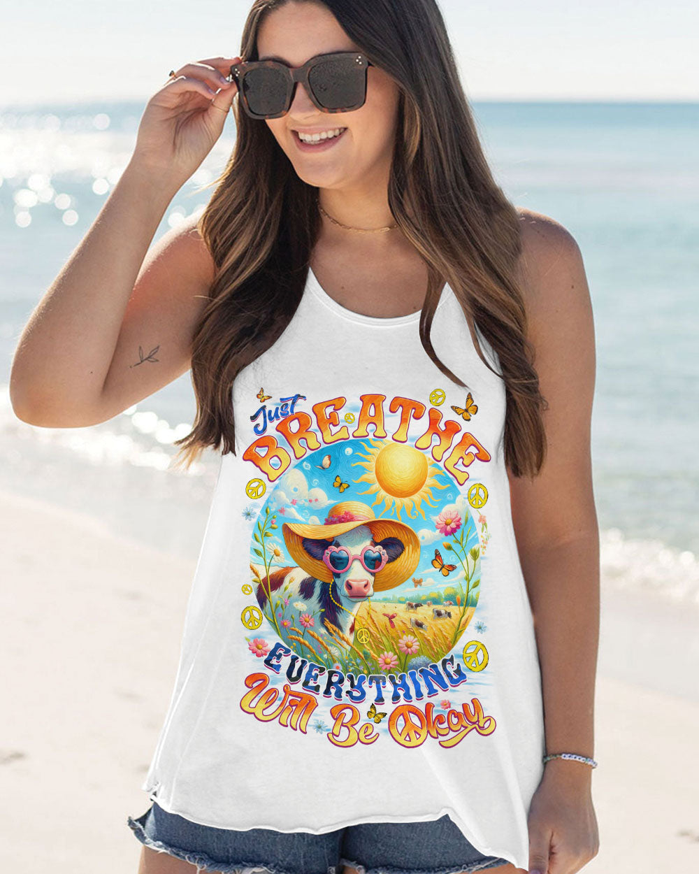 JUST BREATHE SPRING COW ALL OVER PRINT - TYQY2309241