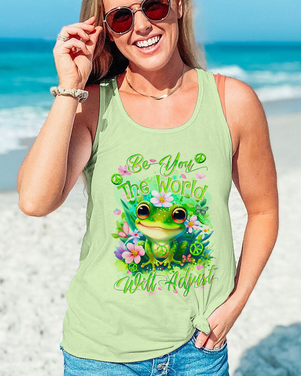 BE YOU THE WORLD WILL ADJUST FROG ALL OVER PRINT - TYQY2311235