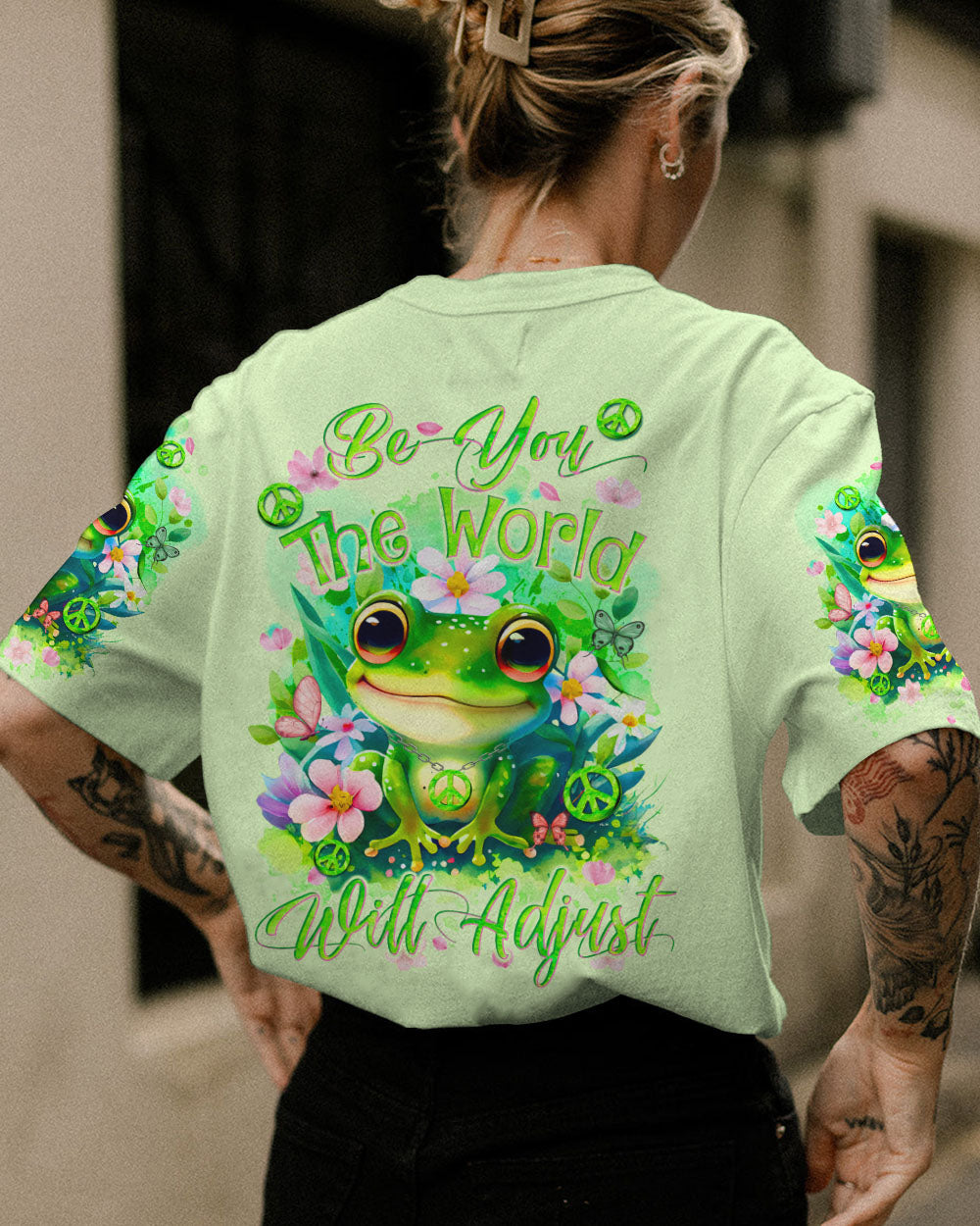 BE YOU THE WORLD WILL ADJUST FROG ALL OVER PRINT - TYQY2311235