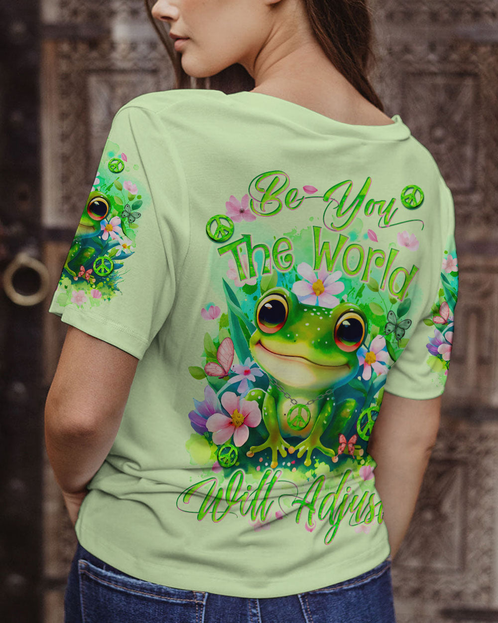 BE YOU THE WORLD WILL ADJUST FROG ALL OVER PRINT - TYQY2311235