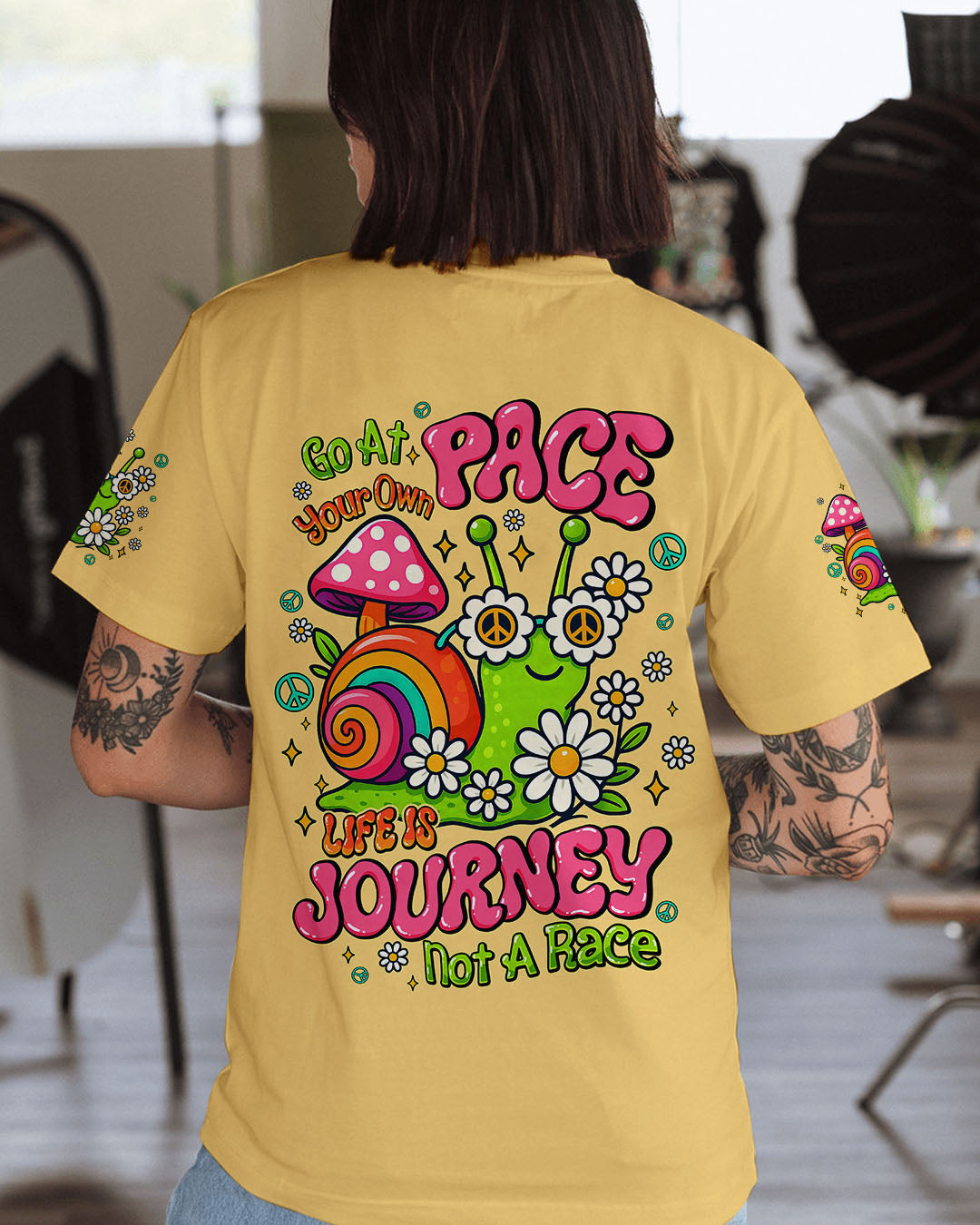 GO AT YOUR OWN PACE SNAIL HIPPIE ALL OVER PRINT - TYQY2406254