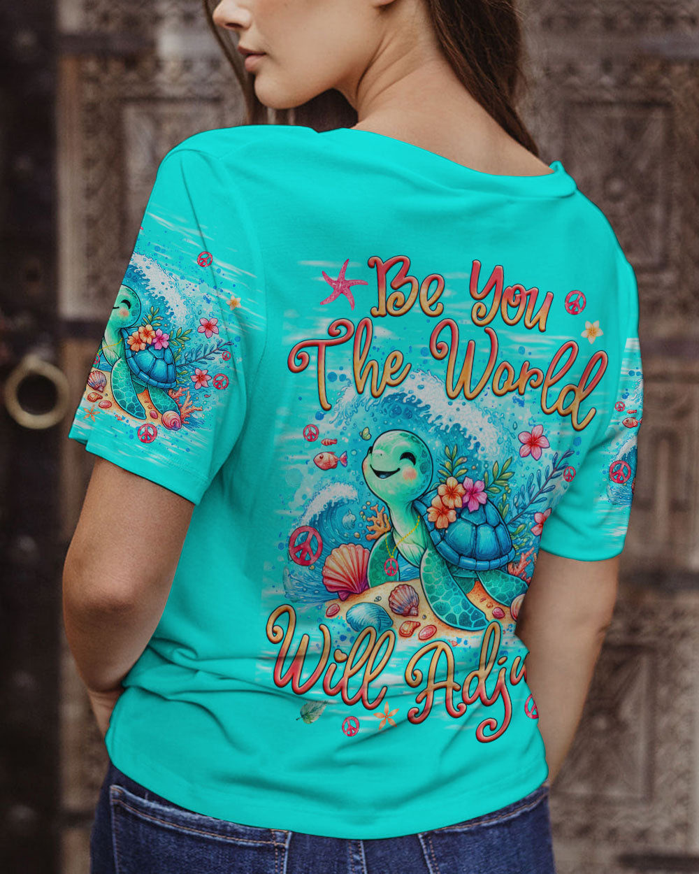 BE YOU THE WORLD WILL ADJUST TURTLE ALL OVER PRINT - TYQY2505245