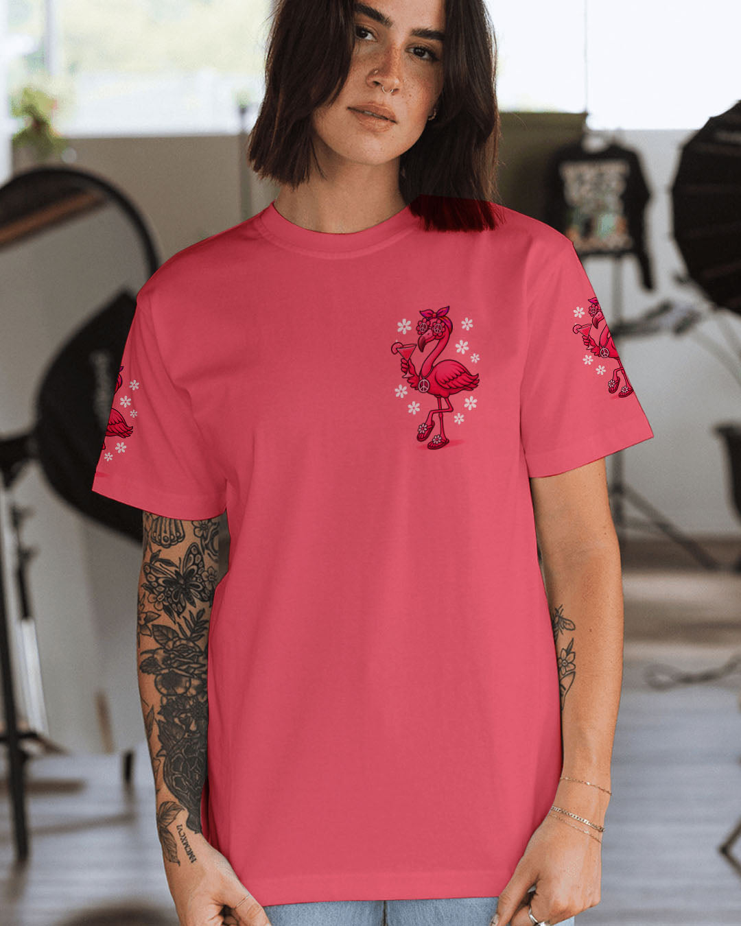 PRETTY IN PINK FLAMINGO HIPPIE ALL OVER PRINT - TYQY2506252
