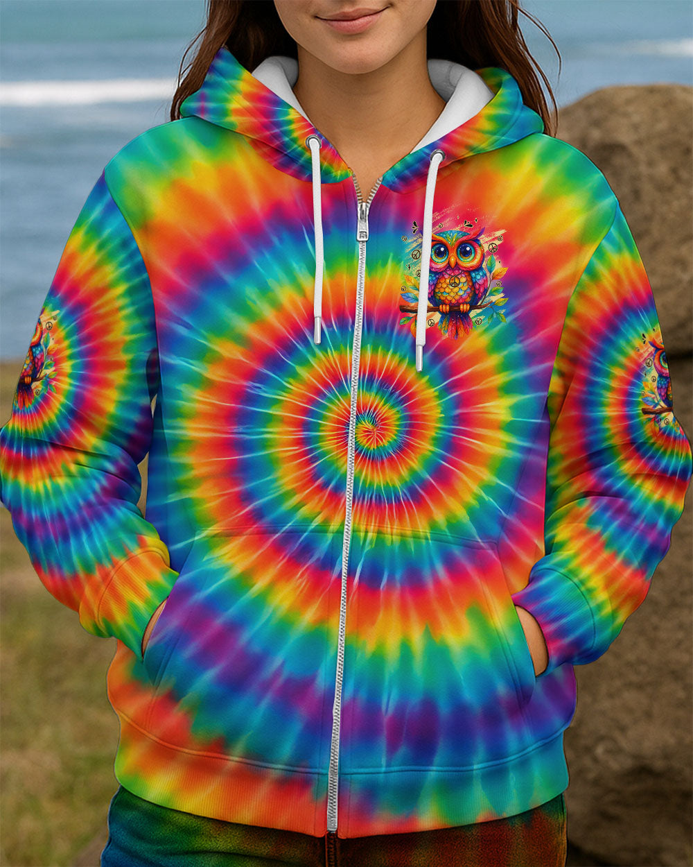 WHISPER WORDS OF WISDOM LET IT BE OWL TIE DYE ALL OVER PRINT - TYQY2510251