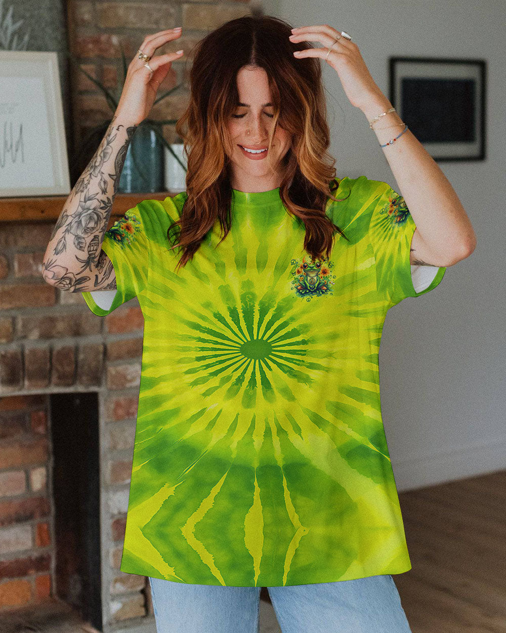BE YOU THE WORLD WILL ADJUST FROG TIE DYE ALL OVER PRINT - TYQY2512244