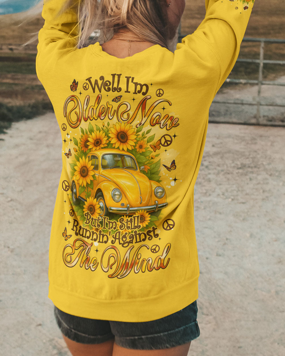 RUNNING AGAINST THE WIND SUNFLOWER CAR ALL OVER PRINT - TYQY2608252