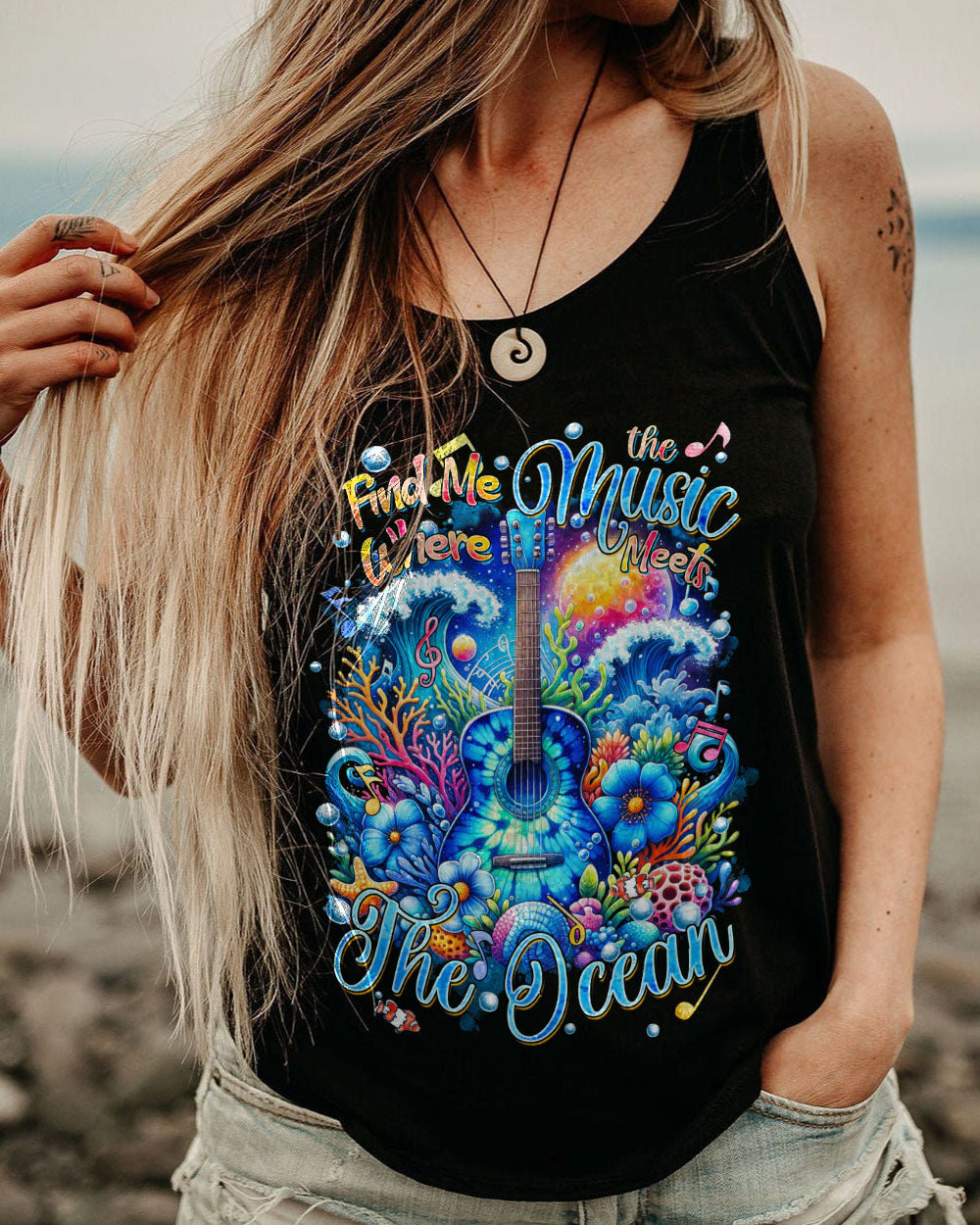 FIND ME WHERE THE MUSIC MEETS THE OCEAN ALL OVER PRINT - TYQY2612233